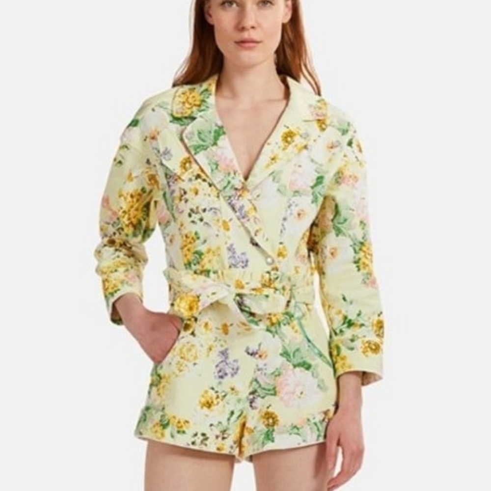 For Love And Lemons Floral Jumpsuit - Yellow and Pink